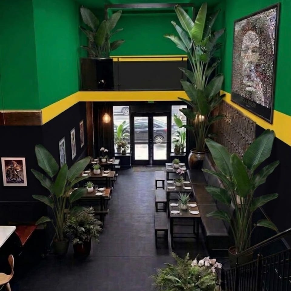 Sweet Fingers Uptown dining room viewed from the mezzanine.